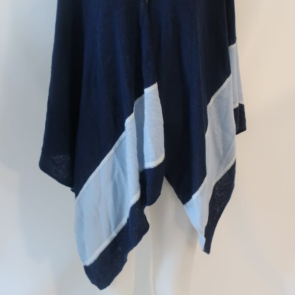 Women J. McLaughlin Navy Blue Light Blue Pure Cashmere Colorblock Shawl Wrap OS - Picture 4 of 12